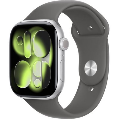 Умные часы Apple Watch Series 11, 46 mm, Silver Aluminium Stone Gray Sport Band - фото 51993