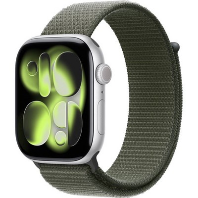 Умные часы Apple Watch Series 11, 46 mm, Silver Aluminium Forest Sport Loop - фото 52008