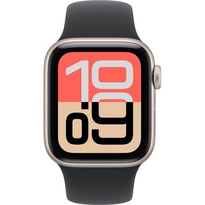 Умные часы Apple Watch SE 3, 40 mm, Starlight Aluminium Black Sport Band - фото 52171