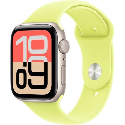 Умные часы Apple Watch SE 3, 44 mm, Starlight Aluminium Neon Yellow Sport Band - фото 52230