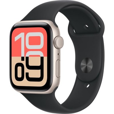 Умные часы Apple Watch SE 3, 44 mm, Starlight Aluminium Black Sport Band - фото 52242