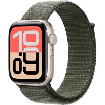 Умные часы Apple Watch SE 3, 44 mm, Starlight Aluminium Forest Sport Loop - фото 52260