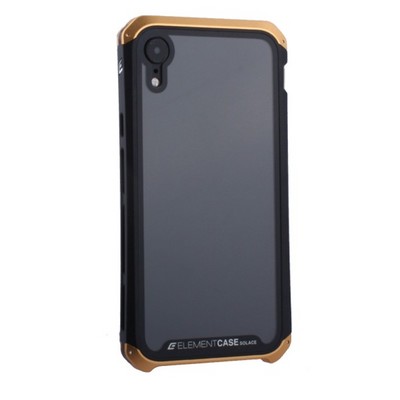 Чехол-накладка противоударный (AL&Glass) для Apple iPhone XR (6.1") G-Solace золотисто-черный ободок - фото 7819
