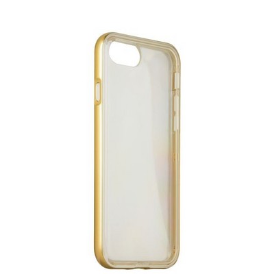 Чехол&бампер силиконовый прозрачный для iPhone SE (2020г.)/ 8/ 7 (4.7) в техпаке Золотистый борт - фото 7881