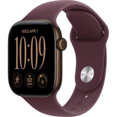 Умные часы Apple Watch Series 12 42mm GPS Dark Bronze Aluminum Case with Burgundy Sport Band SM/ML - фото 60616
