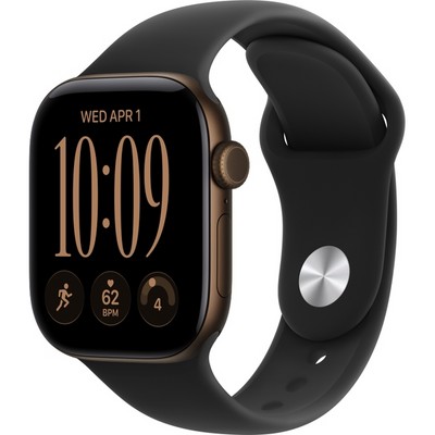 Умные часы Apple Watch Series 12 42mm GPS Dark Bronze Aluminum Case with Black Sport Band SM/ML - фото 60631