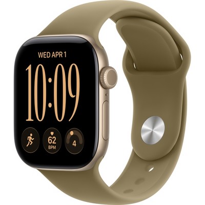 Умные часы Apple Watch Series 12 42mm GPS Light Gold Aluminum Case with Olive Sport Band SM/ML - фото 60666