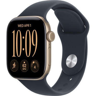 Умные часы Apple Watch Series 12 42mm GPS Light Gold Aluminum Case with Navy Blue Sport Band SM/ML - фото 60668