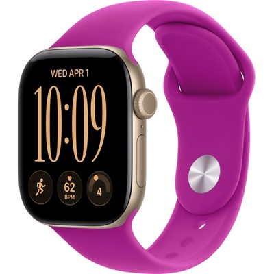 Умные часы Apple Watch Series 12 42mm GPS Light Gold Aluminum Case with Magenta Sport Band SM/ML - фото 60672