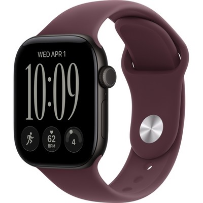Умные часы Apple Watch Series 12 42mm GPS Black Aluminum Case with Burgundy Sport Band SM/ML - фото 60680
