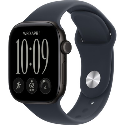 Умные часы Apple Watch Series 12 42mm GPS Black Aluminum Case with Navy Blue Sport Band SM/ML - фото 60684