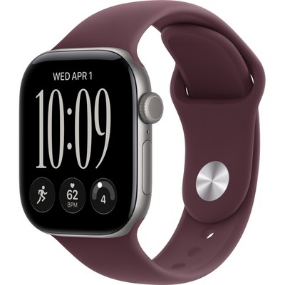 Умные часы Apple Watch Series 12 42mm GPS Space Gray Aluminum Case with Burgundy Sport Band SM/ML - фото 60696