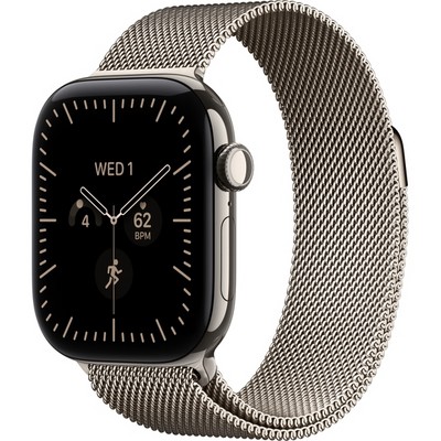 Умные часы Apple Watch Series 12 42mm GPS + Cellular Natural Titanium Case with Radiant Gold Milanese Loop SM/ML - фото 60737