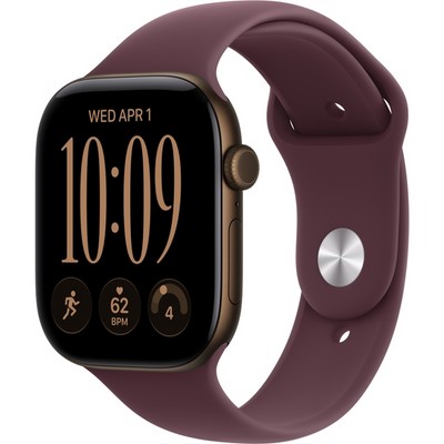 Умные часы Apple Watch Series 12 46mm GPS Dark Bronze Aluminum Case with Burgundy Sport Band SM/ML - фото 60745