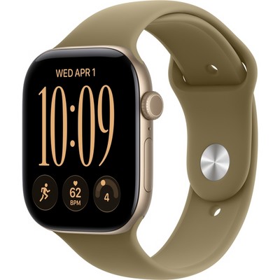 Умные часы Apple Watch Series 12 46mm GPS Light Gold Aluminum Case with Olive Sport Band SM/ML - фото 60792
