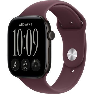 Умные часы Apple Watch Series 12 46mm GPS Black Aluminum Case with Burgundy Sport Band SM/ML - фото 60809
