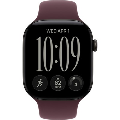 Умные часы Apple Watch Series 12 46mm GPS Black Aluminum Case with Burgundy Sport Band SM/ML - фото 60810