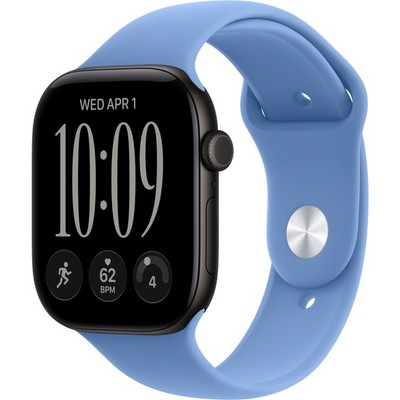 Умные часы Apple Watch Series 12 46mm GPS Black Aluminum Case with Wildflower Blue Sport Band SM/ML - фото 60815