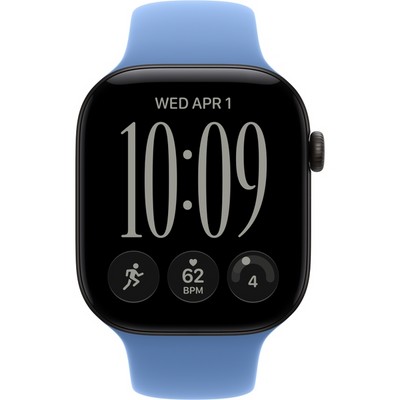 Умные часы Apple Watch Series 12 46mm GPS Black Aluminum Case with Wildflower Blue Sport Band SM/ML - фото 60816
