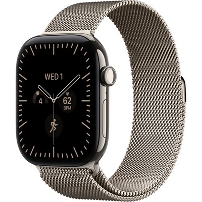 Умные часы Apple Watch Series 12 46mm GPS + Cellular Natural Titanium Case with Radiant Gold Milanese Loop SM/ML - фото 60866