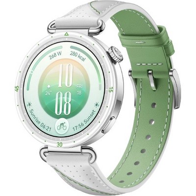 Умные часы Huawei Watch GT 7 41mm White and Green Composite Leather Strap - фото 61129