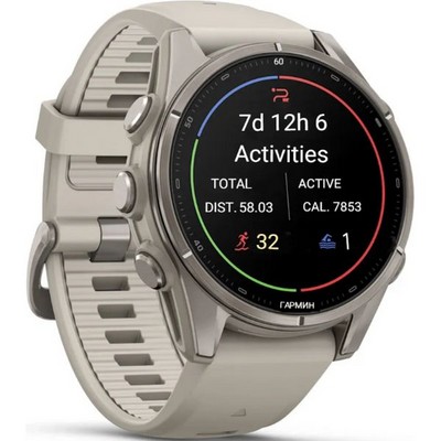 Умные часы Garmin Fenix 9 43mm Amoled Sapphire Titanium with Fog Gray Silicone Band (010-04761-01) - фото 61402