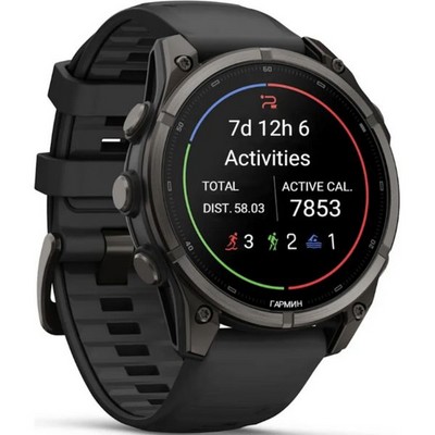 Умные часы Garmin Fenix 9 47mm Amoled Sapphire Carbon Gray DLC Titanium with Black Silicone Band (010-04762-11) - фото 61206