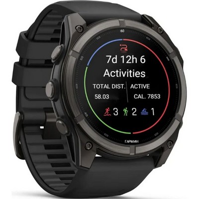 Умные часы Garmin Fenix 9 51mm Amoled Sapphire Carbon Gray DLC Titanium with Black Silicone Band (010-04763-11) - фото 61220