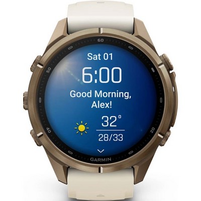 Умные часы Garmin Fenix 9 Pro 43mm Amoled Sapphire Autumn Gold Titanium with Cream/French Gray Silicone Band (010-04335-26) - фото 61236