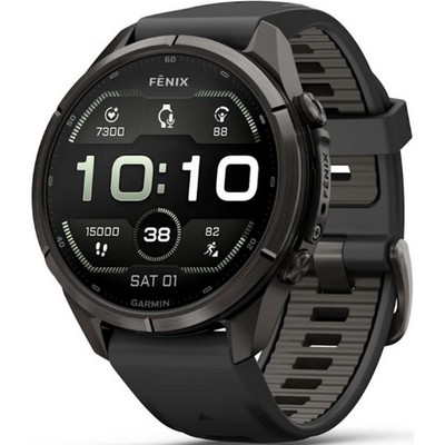 Умные часы Garmin Fenix 9 Pro 43mm Amoled Sapphire Carbon Gray DLC Titanium with Black/Pebble Gray Silicone Band (010-04335-16) - фото 61238