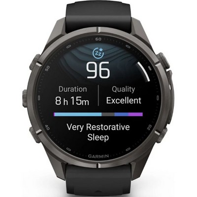 Умные часы Garmin Fenix 9 Pro 43mm Amoled Sapphire Carbon Gray DLC Titanium with Black/Pebble Gray Silicone Band (010-04335-16) - фото 61242