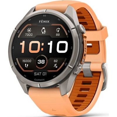 Умные часы Garmin Fenix 9 Pro 43mm Amoled Sapphire Titanium with Shell Pink/Autumn Orange Silicone Band (010-04335-06) - фото 61252