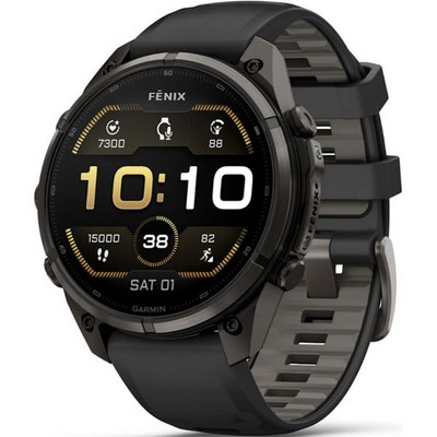 Умные часы Garmin Fenix 9 Pro 47mm Amoled Sapphire Carbon Gray DLC Titanium with Black/Pebble Gray Silicone (010-04336-16) - фото 61259