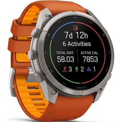 Умные часы Garmin Fenix 9 Pro 51mm Amoled Sapphire Titanium with Autumn Orange/Spark Orange Silicone Band (010-04337-06) - фото 61289