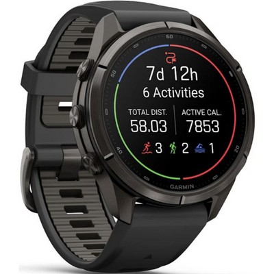 Умные часы Garmin Fenix 9 Pro inReach 43mm Amoled Sapphire Carbon Gray DLC Titanium with Black/Pebble Gray Silicone Band (010-0 - фото 61317