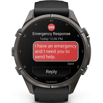 Умные часы Garmin Fenix 9 Pro inReach 43mm Amoled Sapphire Carbon Gray DLC Titanium with Black/Pebble Gray Silicone Band (010-0 - фото 61321