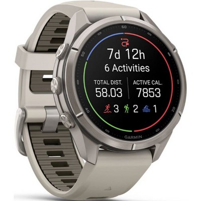 Умные часы Garmin Fenix 9 Pro inReach 43mm Amoled Sapphire Titanium with Fog Gray/Dark Sandstone Silicone Band (010-04335-81) - фото 61325