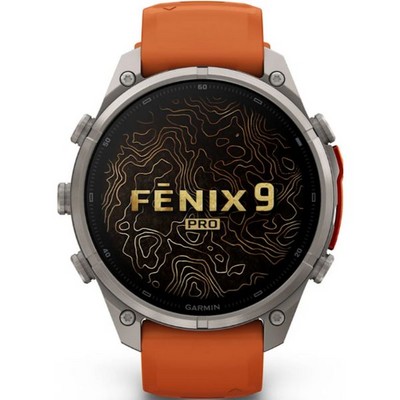 Умные часы Garmin Fenix 9 Pro inReach 47mm Amoled Sapphire Titanium with Autumn Orange/Spark Orange Silicone Band (010-04336-01 - фото 61344