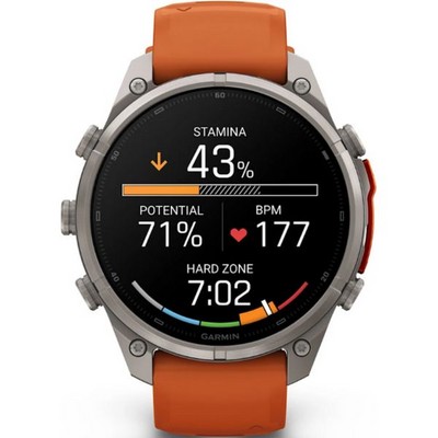 Умные часы Garmin Fenix 9 Pro inReach 47mm Amoled Sapphire Titanium with Autumn Orange/Spark Orange Silicone Band (010-04336-01 - фото 61346