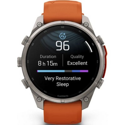 Умные часы Garmin Fenix 9 Pro inReach 47mm Amoled Sapphire Titanium with Autumn Orange/Spark Orange Silicone Band (010-04336-01 - фото 61347