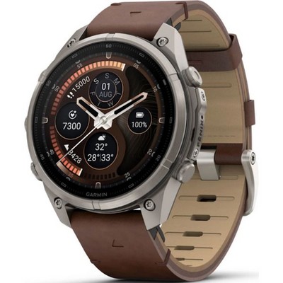 Умные часы Garmin Fenix 9 Pro inReach 47mm Amoled Sapphire Titanium with Walnut Leather Band (010-04336-41) - фото 61356