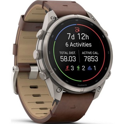 Умные часы Garmin Fenix 9 Pro inReach 47mm Amoled Sapphire Titanium with Walnut Leather Band (010-04336-41) - фото 61358