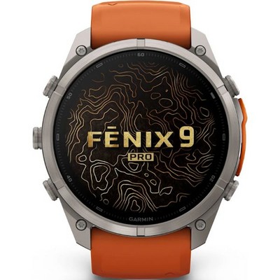 Умные часы Garmin Fenix 9 Pro inReach 51mm Amoled Sapphire Titanium with Autumn Orange/Spark Orange Silicone Band (010-04337-01 - фото 61378
