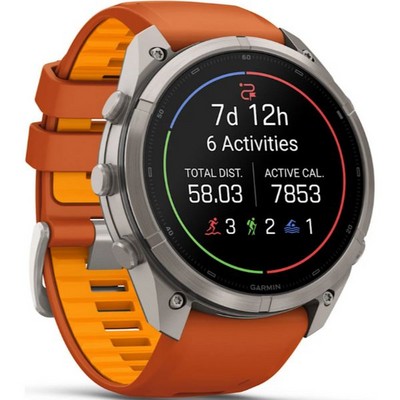 Умные часы Garmin Fenix 9 Pro inReach 51mm Amoled Sapphire Titanium with Autumn Orange/Spark Orange Silicone Band (010-04337-01 - фото 61379