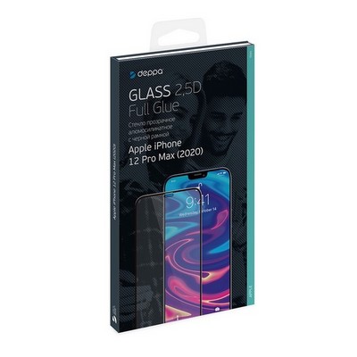 Стекло защитное Deppa 2,5D Full Glue D-62702 для iPhone 12 Pro Max (6.7") 0.3mm Black - фото 4861