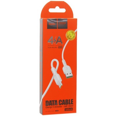 USB дата-кабель Hoco X33 Charging data cable for MicroUSB (1.0м) (4.0A) Белый - фото 4878