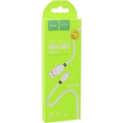 USB дата-кабель Hoco X27 Excellent charge charging data cable Lightning (1.2 м) Белый - фото 4879