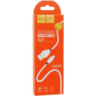 USB дата-кабель Hoco X27 Excellent charge charging data cable MicroUSB (1.2 м) Белый - фото 4880