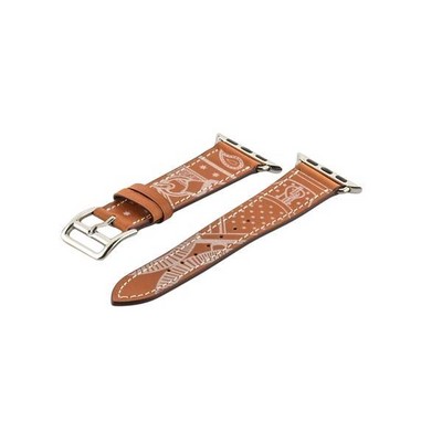 Ремешок кожаный COTECi W13 Fashion LEATHER (WH5218-KR-38) для Apple Watch 40мм/ 38мм Коричнево-белый - фото 8488