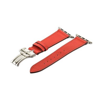 Ремешок кожаный COTECi W16 Fashion LEATHER застёжка «бабочка» (WH5223-RD-42) для Apple Watch 44мм/ 42мм Красный - фото 8504